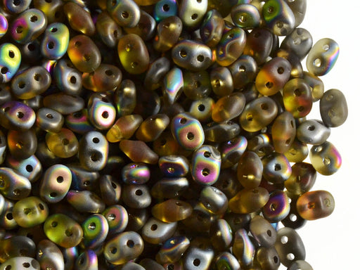 20 g 2-hole SuperDuo™ Seed Beads, 2.5x5mm, Topaz Vitrail Matte, Czech Glass