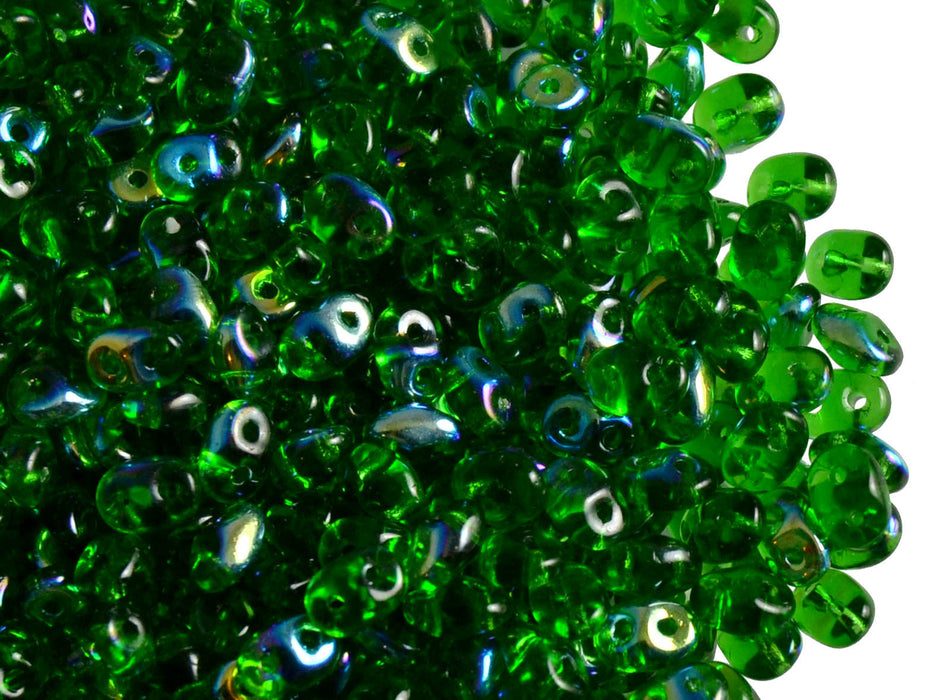 20 g 2-hole SuperDuo™ Seed Beads, 2.5x5mm, Chrysolite AB, Czech Glass