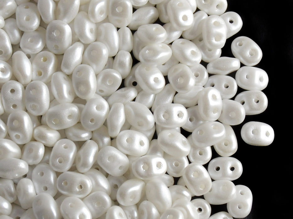 20 g 2-hole SuperDuo™ Seed Beads, 2.5x5mm, Pastel White, Czech Glass