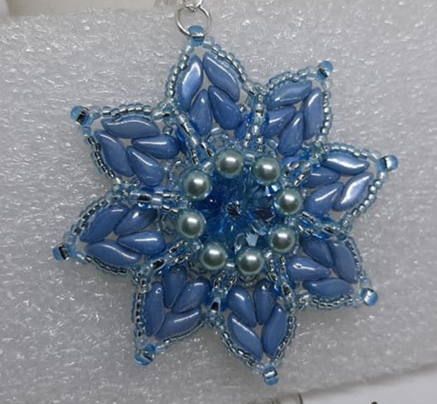 Beaded Pendant Chloe with DropDuo and StormDuo beads – free tutorial by Anna Rita Fabiani