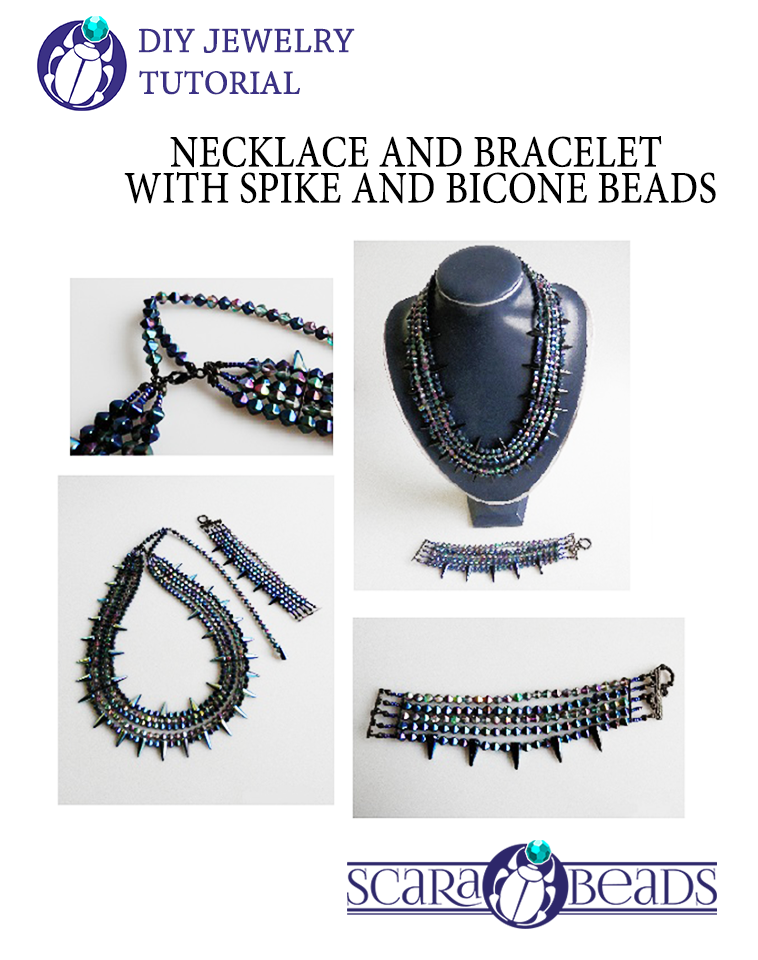Necklace and Bracelet made of Spike and Bicone Beads