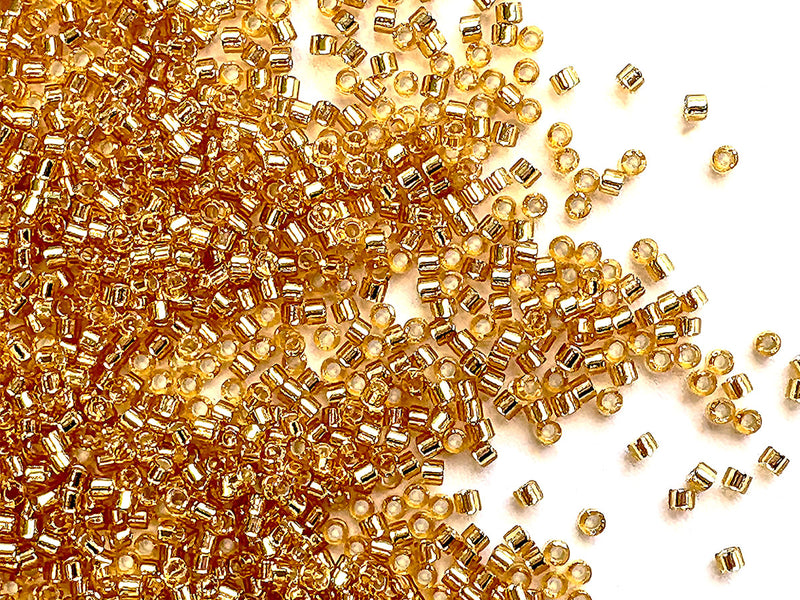 50 g Delica Seed Beads 11/0, Gold Silver Lined, Miyuki Japanese Beads