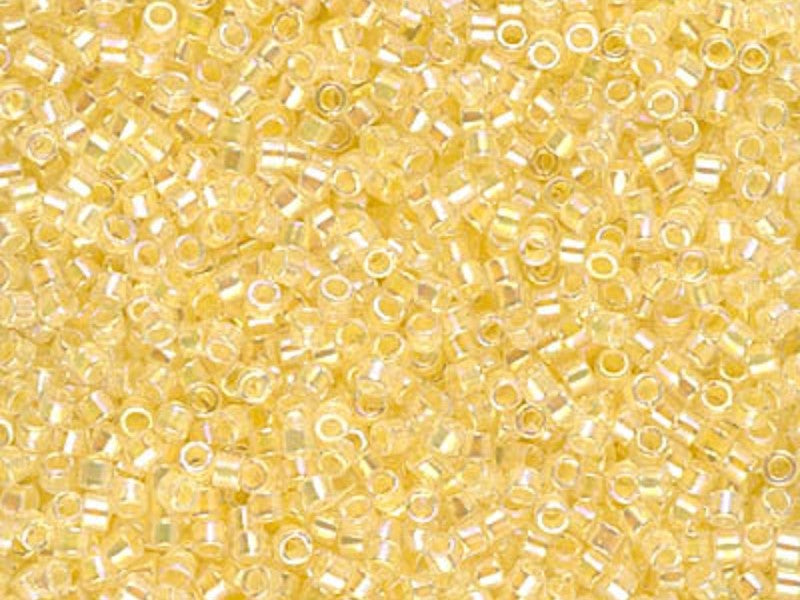 5 g 11/0 Miyuki Delica, Lined Pale Yellow AB, Japanese Seed Beads