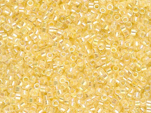 5 g 11/0 Miyuki Delica, Lined Pale Yellow AB, Japanese Seed Beads