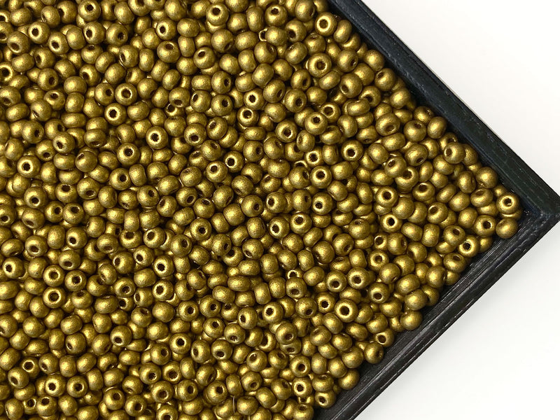 20 g 11/0 Seed Beads Preciosa Ornela, Olive Gold, Czech Glass