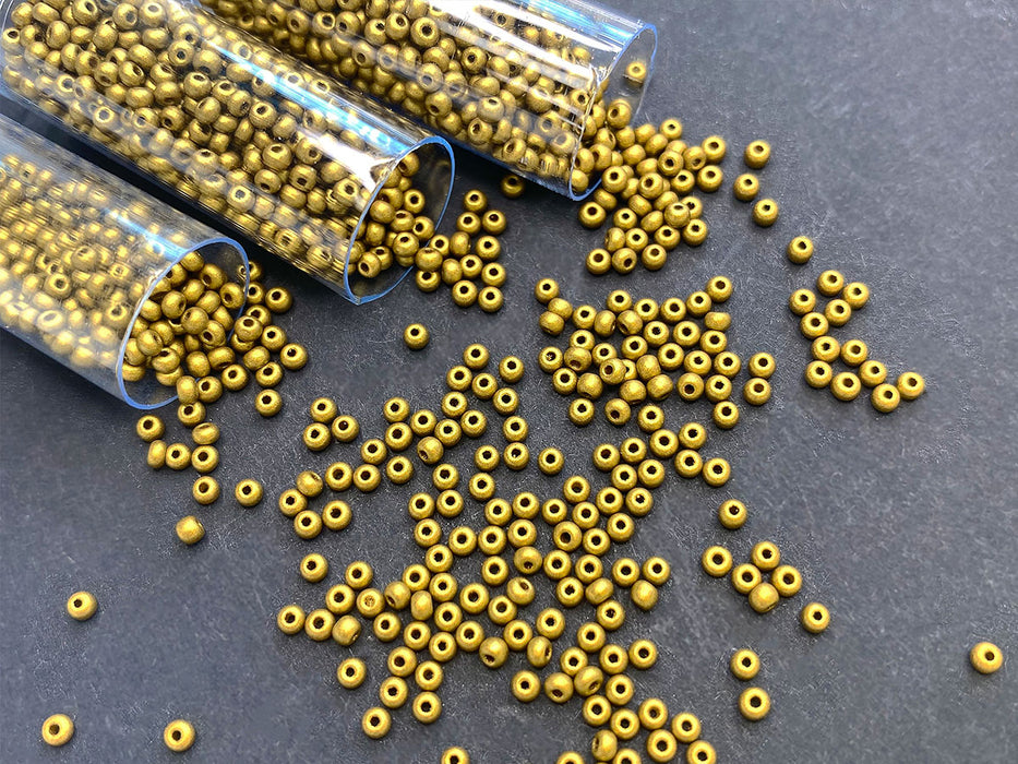 20 g 11/0 Seed Beads Preciosa Ornela, Olive Gold, Czech Glass