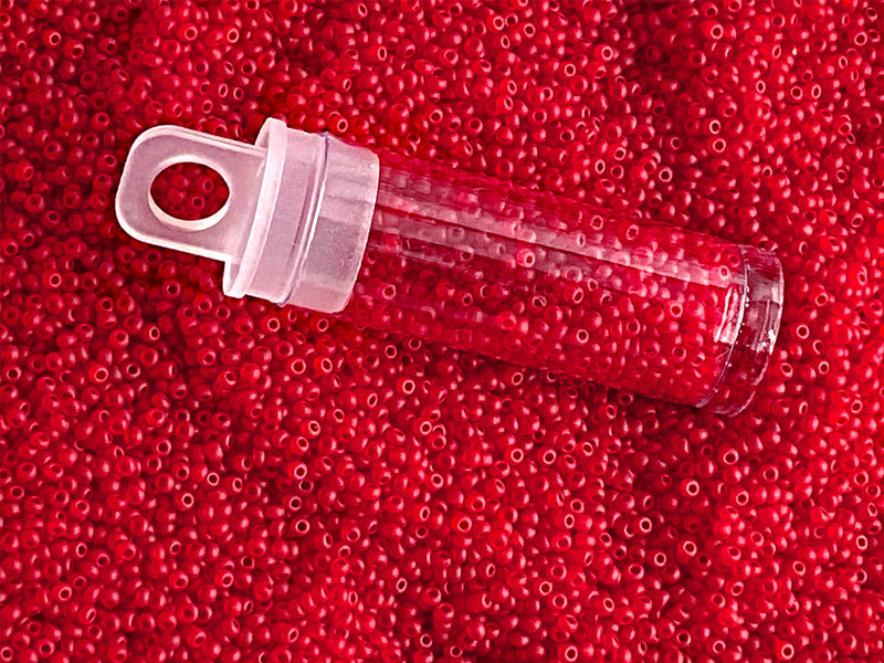 20 g Rocailles 13/0, Transparent Ruby Matte, Czech Glass