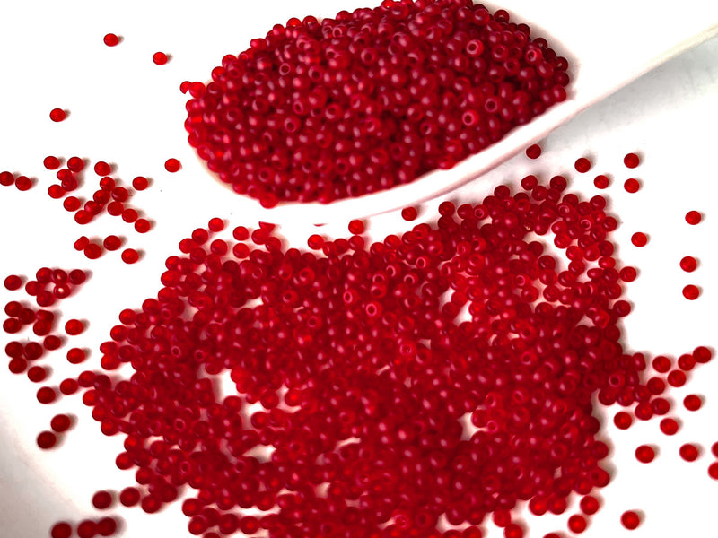 20 g Rocailles 13/0, Transparent Ruby Matte, Czech Glass