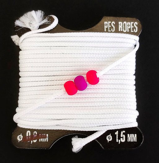 1 pc Pes Ropes 5mx1.5 mm, White, Polyester