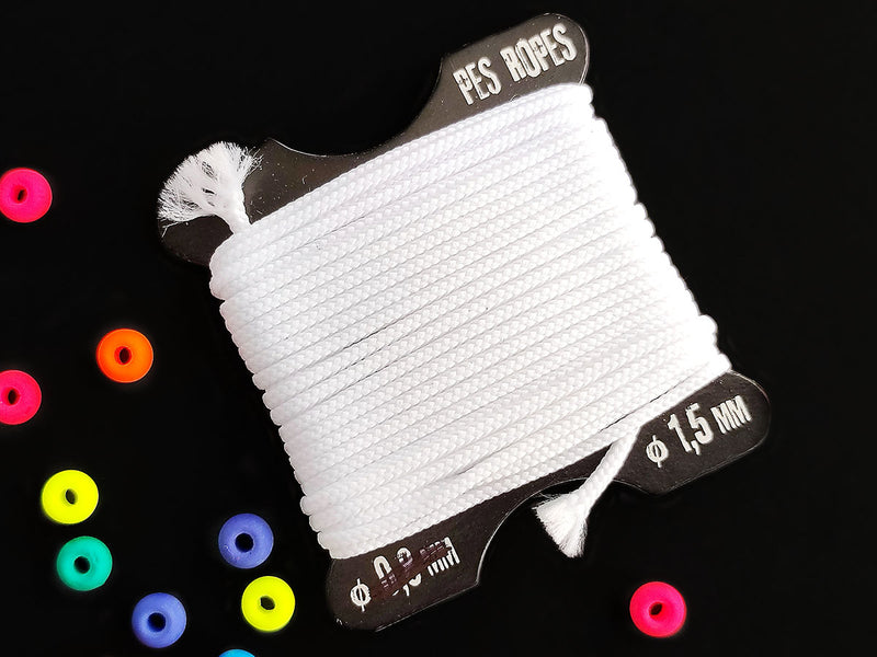 1 pc Pes Ropes 5mx1.5 mm, White, Polyester