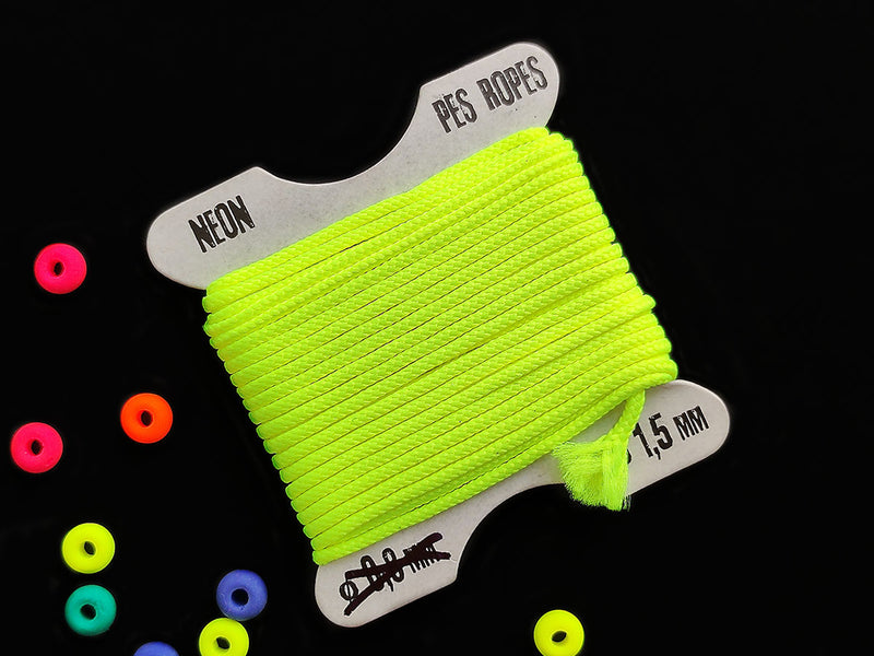 1 pc Pes Ropes 5mx1.5 mm, Neon Yellow, Polyester