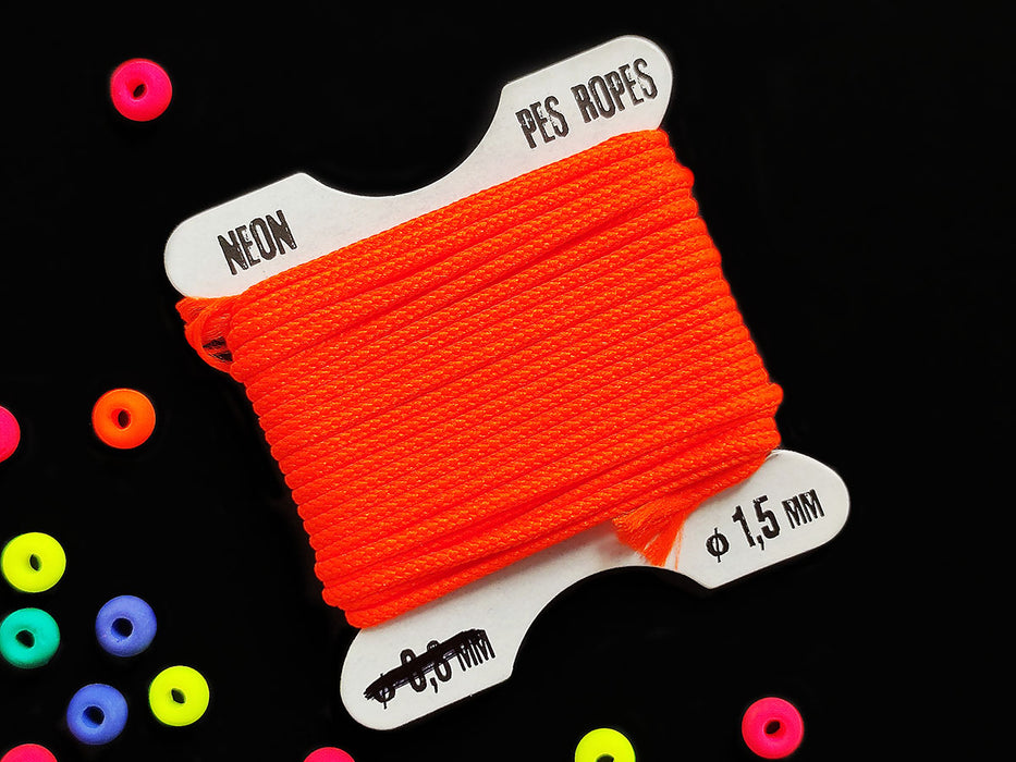 1 pc Pes Ropes 5mx1.5 mm, Neon Orange, Polyester