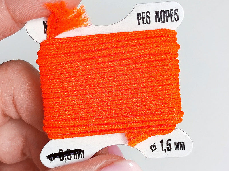 1 pc Pes Ropes 5mx1.5 mm, Neon Orange, Polyester
