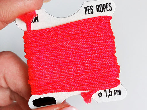 1 pc Pes Ropes 5mx1.5 mm, Neon Red Pink, Polyester