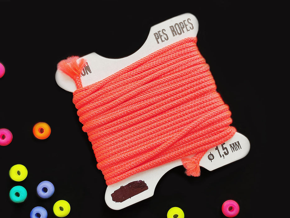 1 pc Pes Ropes 5mx1.5 mm, Neon Red Pink, Polyester