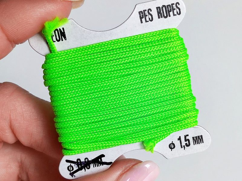 1 pc Pes Ropes 5mx1.5 mm, Neon Green, Polyester
