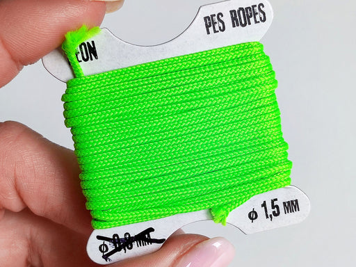 1 pc Pes Ropes 5mx1.5 mm, Neon Green, Polyester