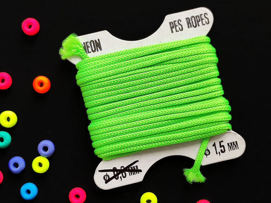 1 pc Pes Ropes 5mx1.5 mm, Neon Green, Polyester