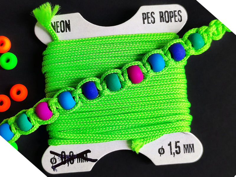 1 pc Pes Ropes 5mx1.5 mm, Neon Green, Polyester