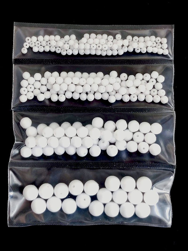 Set of Round Beads (3mm, 4mm, 6mm, 8mm), Chalk White, Czech Glass