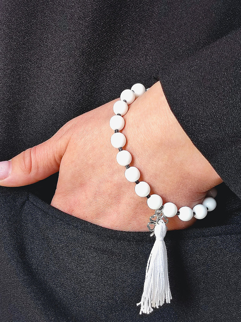 Set of Round Beads (3mm, 4mm, 6mm, 8mm), Chalk White, Czech Glass