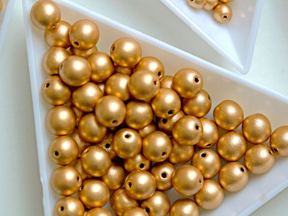 Set of Round Beads (3mm, 4mm, 6mm, 8mm), Aztec Gold, Czech Glass