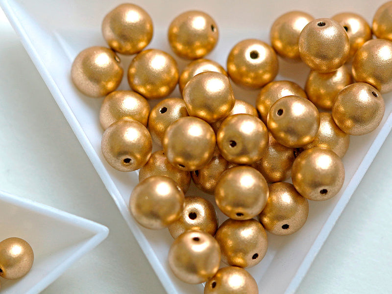 Set of Round Beads (3mm, 4mm, 6mm, 8mm), Aztec Gold, Czech Glass