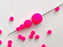 Set of Round Beads (3mm, 4mm, 6mm, 8mm), Neon Pink (UV Active), Czech Glass