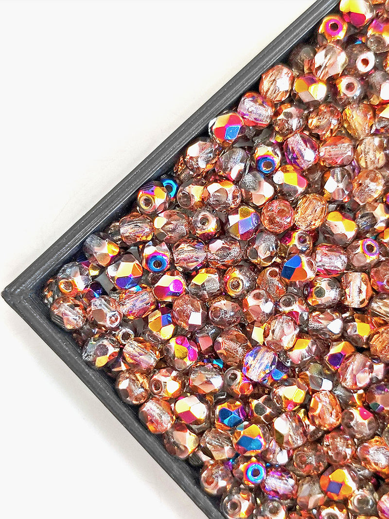 100 pcs Fire Polished Faceted Beads Round, 4mm, Crystal Sliperit, Czech Glass