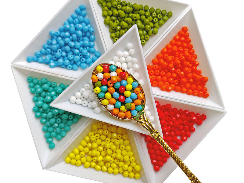 100 pcs Fire Polished Beads 4 mm, Opaque Mix, Czech Glass