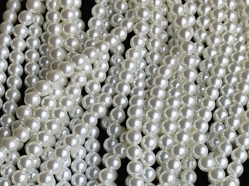 50 pcs Round Pearl Beads, 6mm, White Pearl, Czech Glass