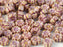 100 pcs Hibiscus Flower Beads 7 mm, Chalk White Terracotta Copper, Czech Glass
