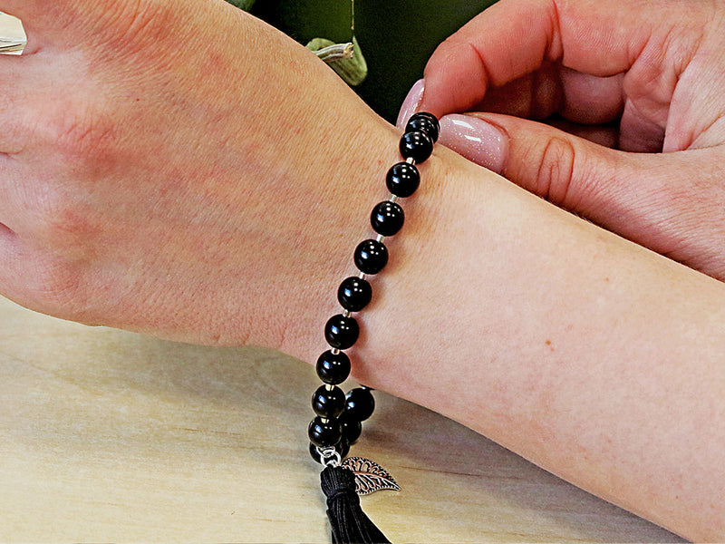 Set of Round Beads (3mm, 4mm, 6mm, 8mm), Jet Black, Czech Glass