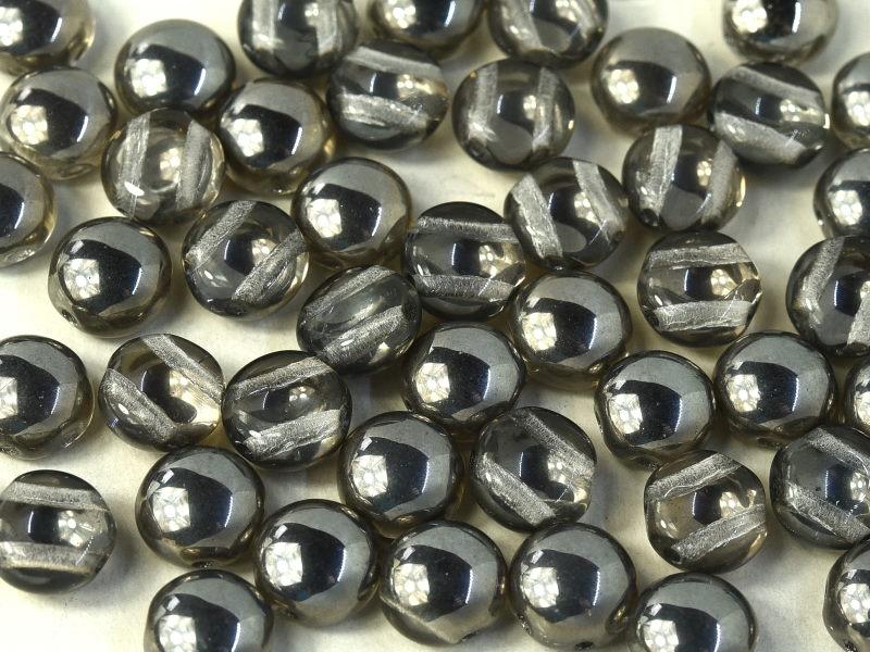 Candy Beads 8 mm, 2 Holes, Crystal Chrome, Czech Glass