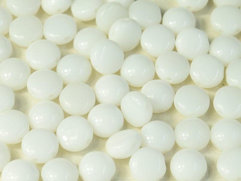 Candy Beads 8 mm, 2 Holes, Chalk White, Czech Glass