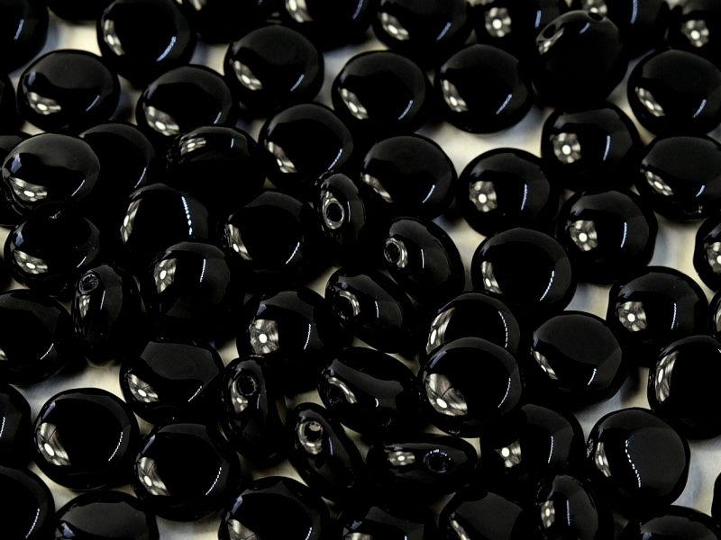 Candy Beads 8 mm, 2 Holes, Jet, Czech Glass