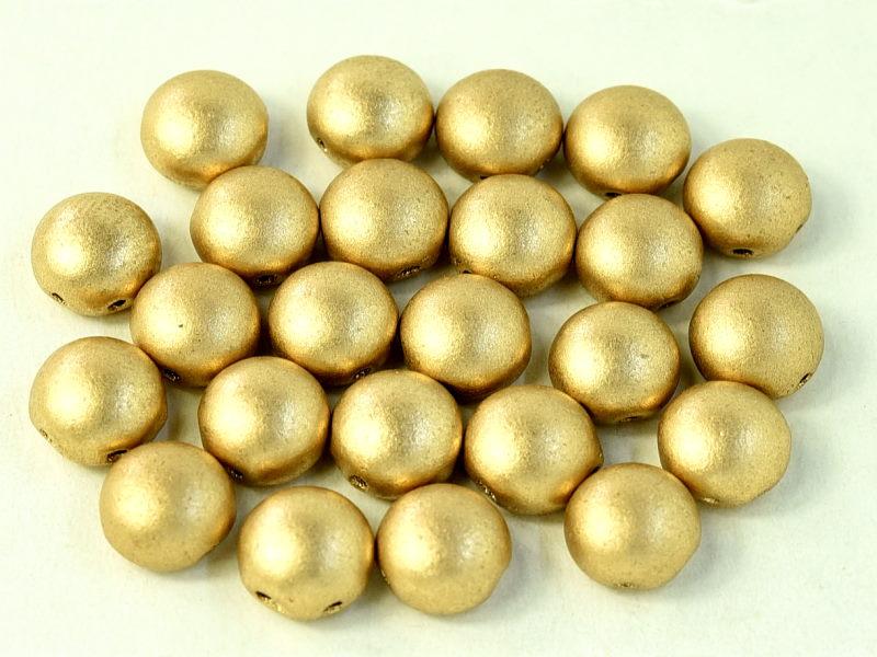 Candy Beads 8 mm, 2 Holes, Jet Aztec Gold, Czech Glass