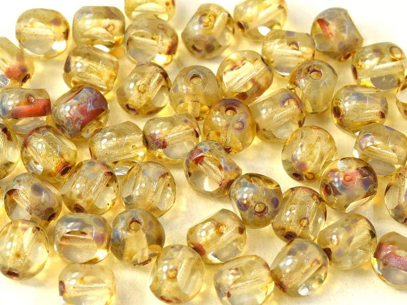 Fire Polished Shapes 6 mm, Crystal Dark Travertine, Czech Glass