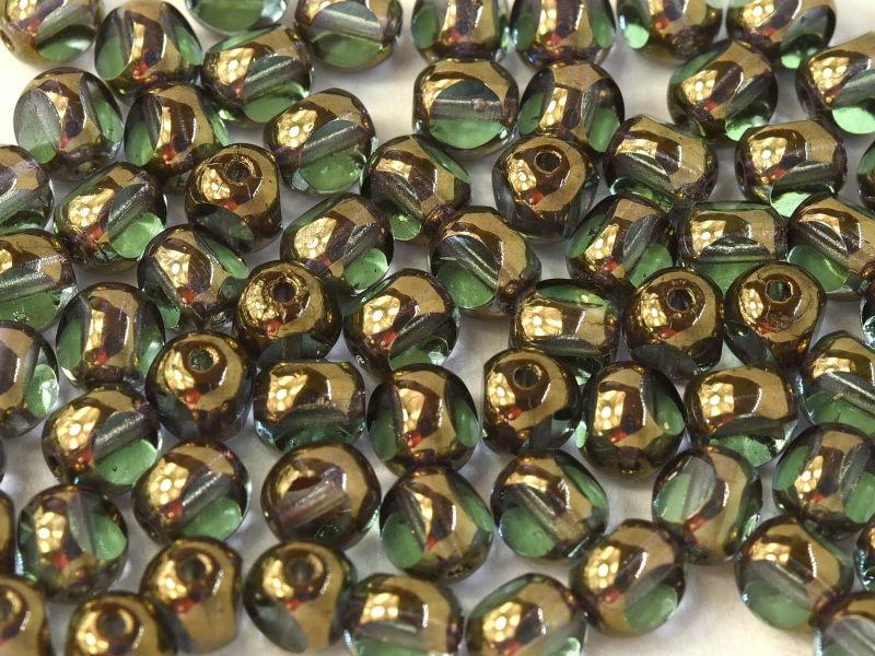 Fire Polished Shapes 6 mm, Peridot Bronze, Czech Glass