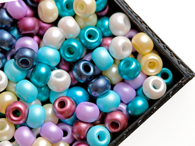 50 pcs Pony Pressed Beads, 2mm Hole, 5.5mm, Pastel Mix, Czech Glass
