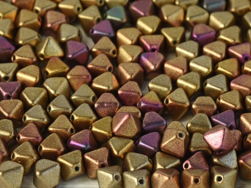 Bicone Beads 6 mm, Ancient Gold, Czech Glass