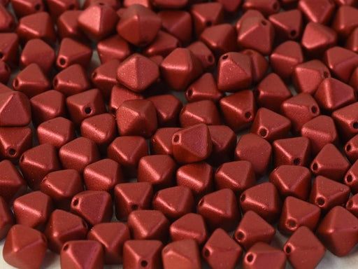 Bicone Beads 6 mm, Lava Red, Czech Glass