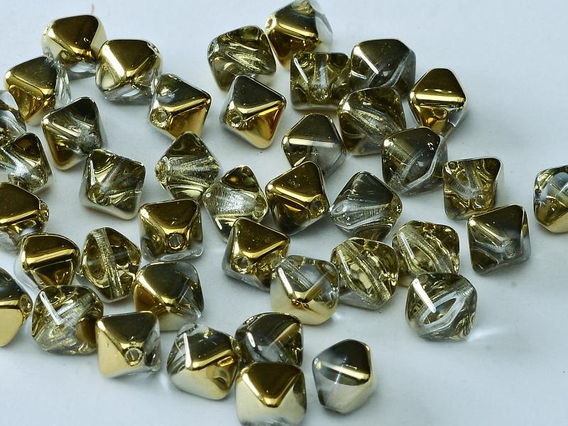 Bicone Beads 6 mm, Crystal Amber, Czech Glass