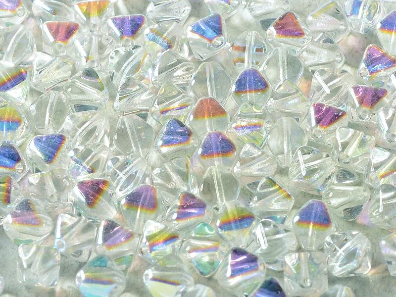 Bicone Beads 6 mm, Crystal AB, Czech Glass