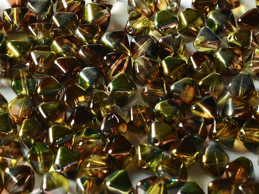Bicone Beads 6 mm, Crystal Magic Green, Czech Glass