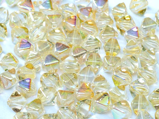 Bicone Beads 6 mm, Crystal Yellow Rainbow, Czech Glass