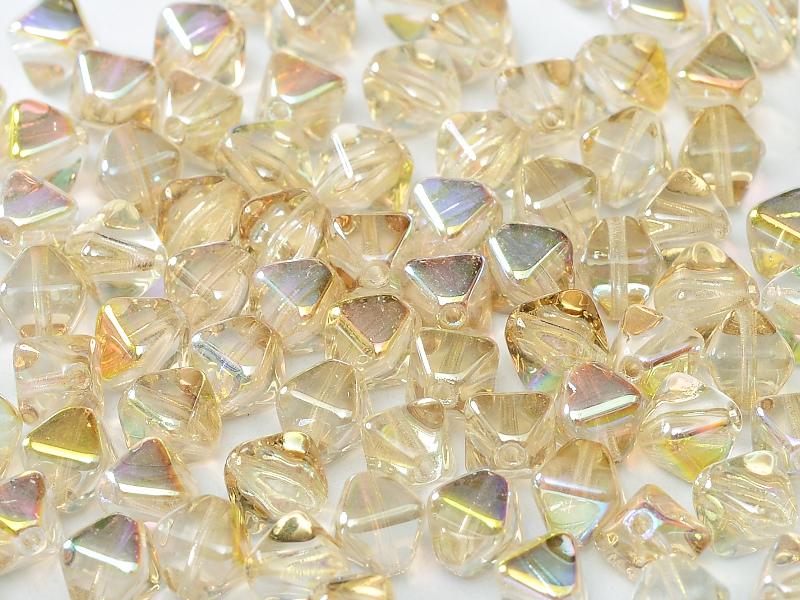Bicone Beads 6 mm, Crystal Lemon Rainbow, Czech Glass