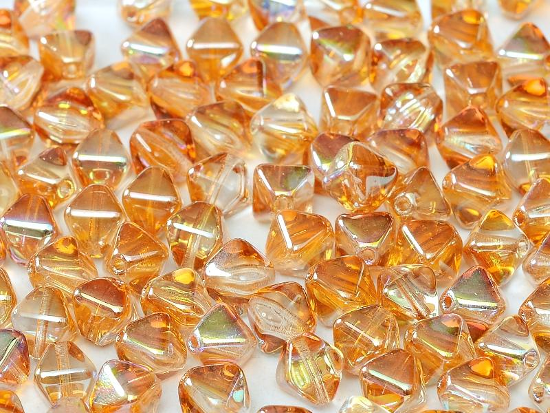 Bicone Beads 6 mm, Crystal Orange Rainbow, Czech Glass