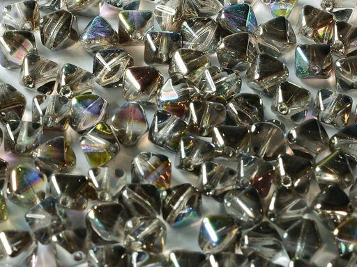 Bicone Beads 6 mm, Crystal Graphite Rainbow, Czech Glass