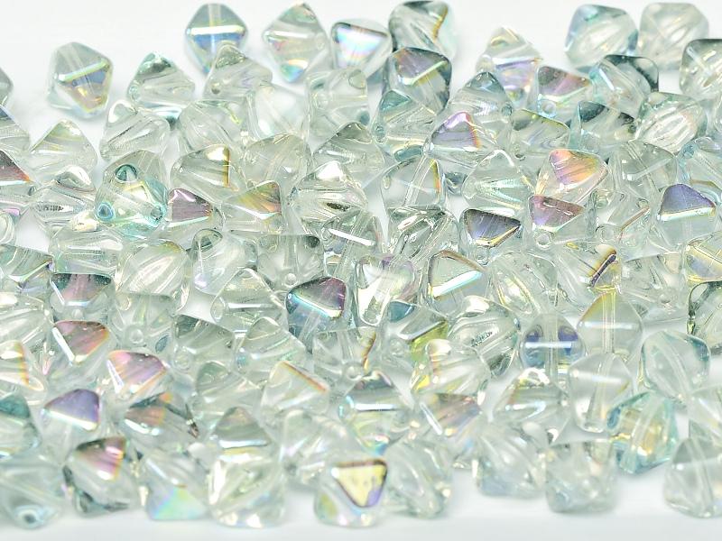 Bicone Beads 6 mm, Crystal Blue Rainbow, Czech Glass